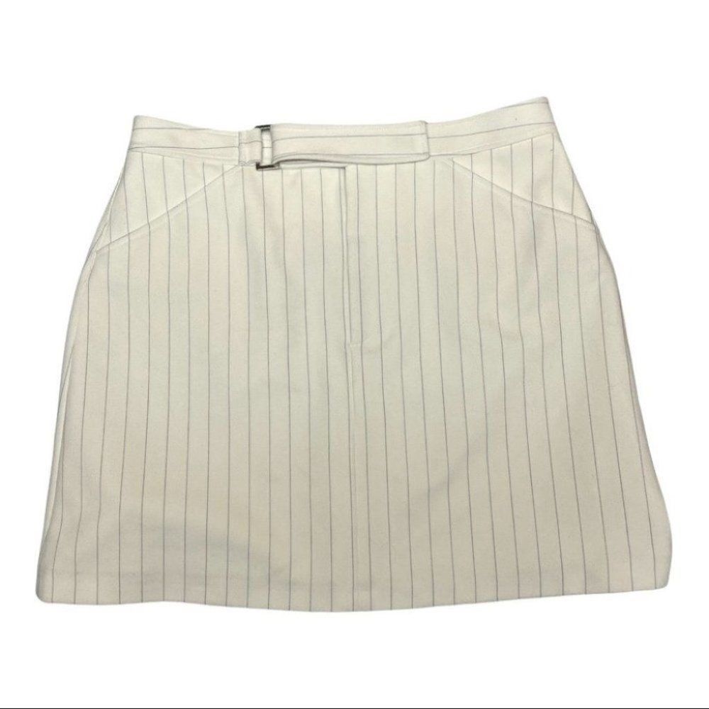 Club Monaco Suiting Mini Skirt Belted Pinstripe Pockets Nautical